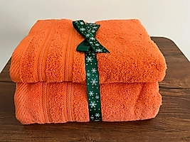 Turuncu Banyo Havlu Seti (70x140 cm banyo havlusu 50x90 cm baş havlusu)