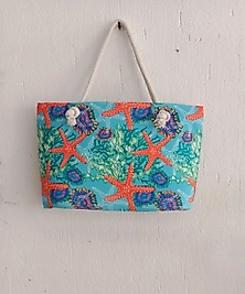 Deniz Yıldızı Desenli Büyük Boy Plaj ve Piknik Çantası -Halat Saplı-