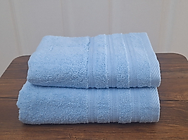 Açık Mavi Banyo Havlu Seti (70x140 cm banyo havlusu 50x90 cm baş havlusu)