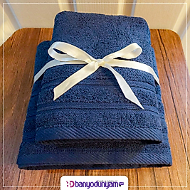 Lacivert Banyo Havlu Seti (70x140 cm banyo havlusu 50x90 cm baş havlusu)